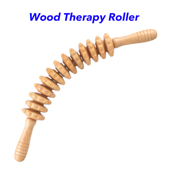 Massage Roller 16.7 Inches Manual Muscle Release 13 Rollers Anti Cellulite Stick Tool Wood Therapy Roller 